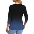 thumbnail image 4 of Plebaso T-Shirts à Manches 3/4 Col Rond pour Femmes Tee-Shirts Décontractés Amples Blouses Dégradées pour S-5TG, 4 of 6