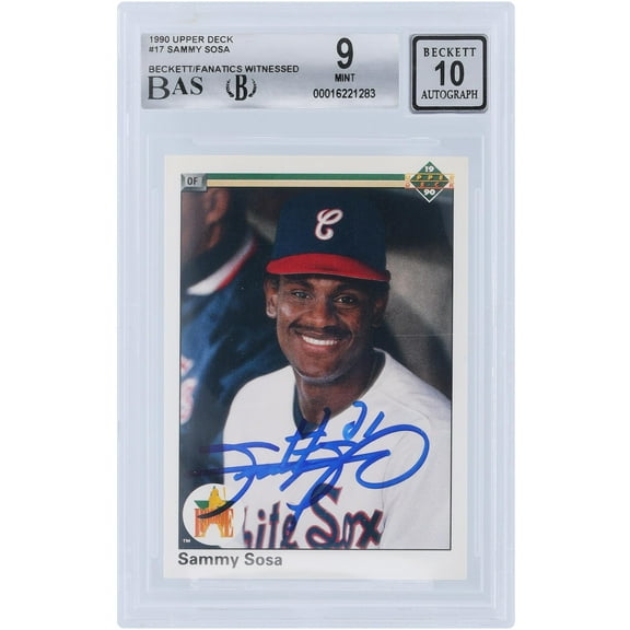 Sammy Sosa Chicago White Sox Autographed 1990 Upper Deck Series 1 #17 Beckett Fanatics Witnessed Authenticated 9/10 Rookie Card - Fanatics Authentic Certified