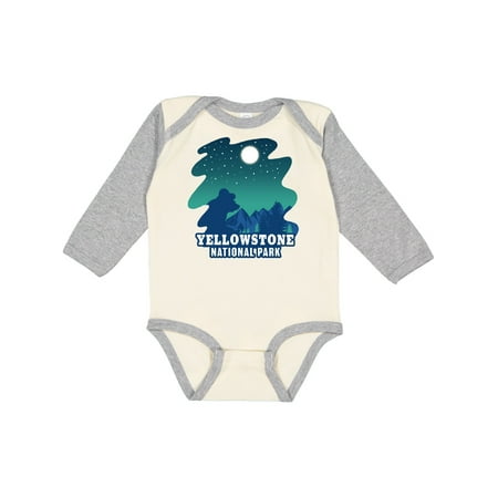 

Inktastic Yellowstone National Park with Bear and Starry Night Gift Baby Boy or Baby Girl Long Sleeve Bodysuit