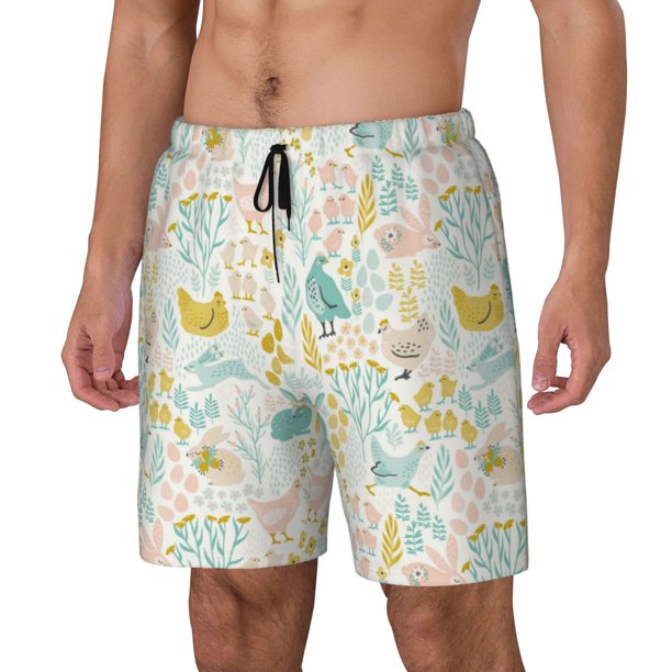 Fotbe Funny Chicken Traje de Baño para Hombre – Shorts de Natación de Secado Rápido con Forro y Bolsillos-Small