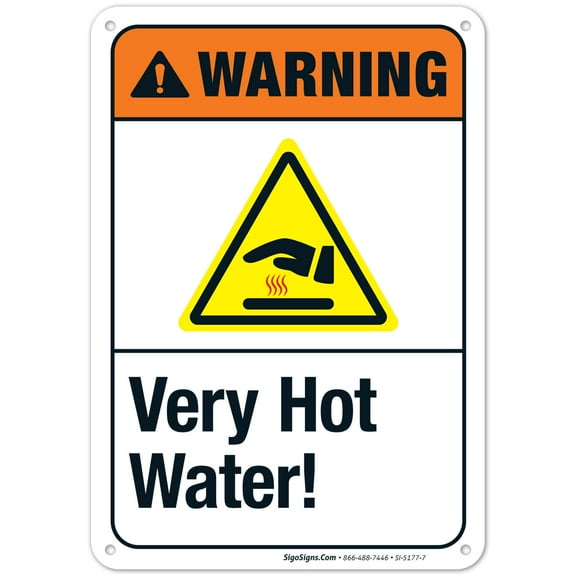 Very Hot Water Sign, ANSI Warning Sign,