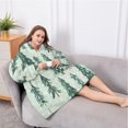 thumbnail image 5 of Oversized Wearable Blanket Hoodie,Light Green Christmas Tree Pattern Sherpa Blanket Hoodie with Super Pockets,Super Warm Fuzzy Pullover for Women & Men, 5 of 6