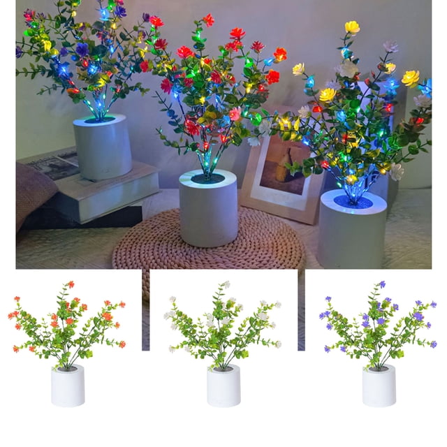 Fiudx Lámpara de Escritorio Led con Diseño de Flores Silvestres, Recargable Por Usb, Brillo Ajustable, Iluminación Suave y Romántica, Decoración Del Hogar, Adorno para El Salón, Regalo para El Día de