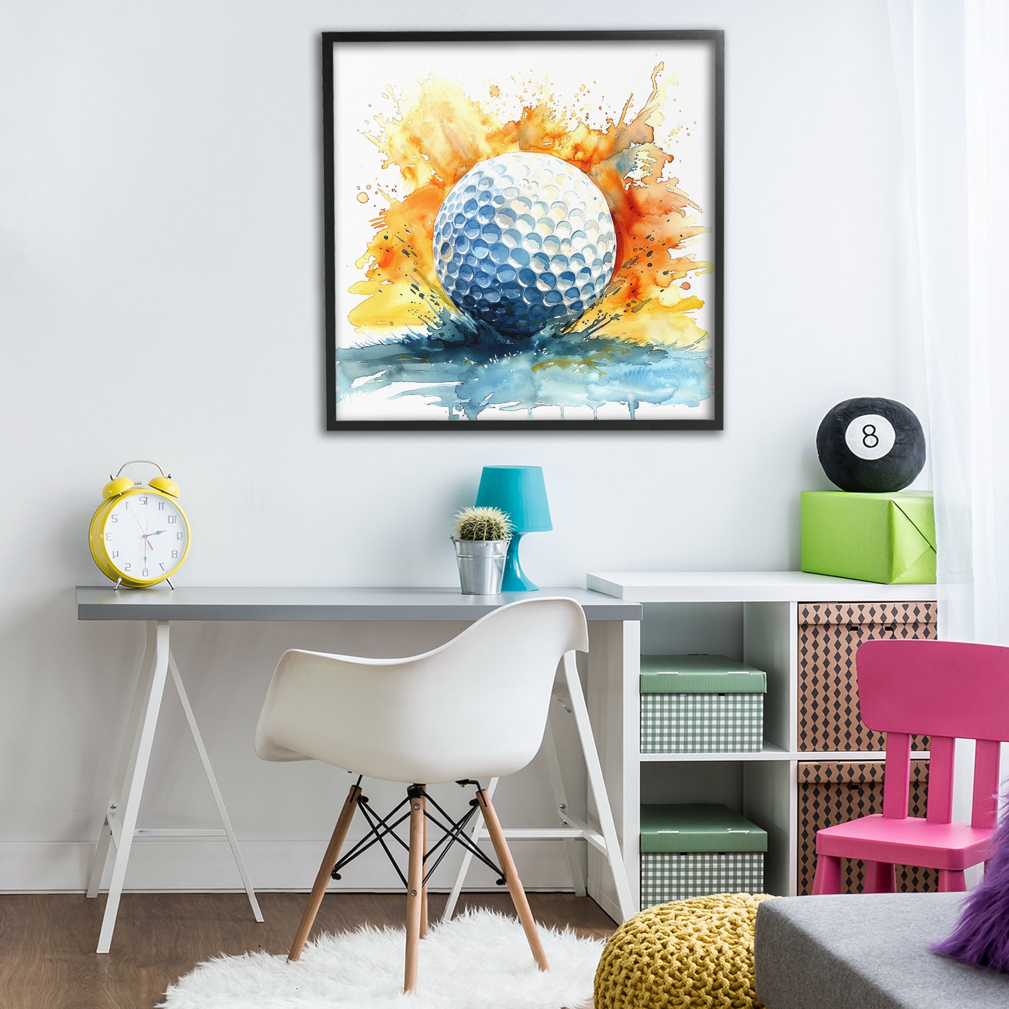 Stupell Industries Golf Splash Watercolor Burst Black Framed Giclee Art, design by LSR Design Studio