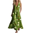 thumbnail image 3 of Summer Dresses for Women Casual Printed Sleeveless Pocket Maxi Dress, Loose V‑Neck Button Down Lightweight Cozy Home Lounge, 3 of 8