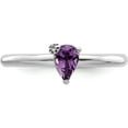 thumbnail image 5 of Sterling Silver Rhodium-Plated Polished Pear Amethyst & White Topaz Ring (Size 6) Made In Thailand qr7422am-6, 5 of 5