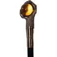 thumbnail image 6 of Walking Cane, 37" High with Alloy Metal Handle Shaped As Eagle Talon Holding an Amber 1.50" Diameter Glass Ball, Metal Shaft, Rubber Tip at Lower Base End of The Cane, 6 of 6