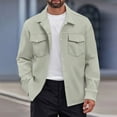 thumbnail image 2 of Wyobmus Mens Shirt Button Down Jacket Cardigan Casual Solid Color Turndown Collar Shacket With Pockets Long Sleeve Green, 2 of 5