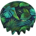 thumbnail image 3 of Hawaiian Exotic Tropical Green Leaves Tablecloth Round Summer Table Cover Washable Polyester Table Cloth for Kitchen Party Picnic Dining Decor 60 Inch, 3 of 6