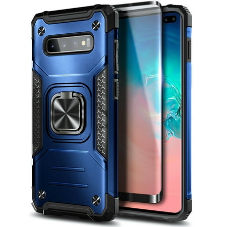 Nagebee Case for Samsung Galaxy S10, S10 Plus, S10e with Screen Protector (Soft Full Coverage), [Military-Grade] Full-Body Protective, Magnetic Car Mount Ring Holder, Heavy-Duty Durable Case (Blue)
