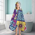 thumbnail image 6 of Multicolor Ethnic Geometric Patchwork Pattern Hooded Bath Towel，60"x35" for Ages 3 To 12 Kids, Quick Dry Lightweight Soft Microfiber Hood Beach Towel Cover Up for Kids, 6 of 7