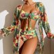 thumbnail image 2 of Gibobby Conjunto de Bikini Bikinis de cintura alta 2023, conjunto de Bikini Sexy de 3 piezas, traje de baño tipo pareo para mujer, traje de baño de manga(Amarillo,XL), 2 of 5