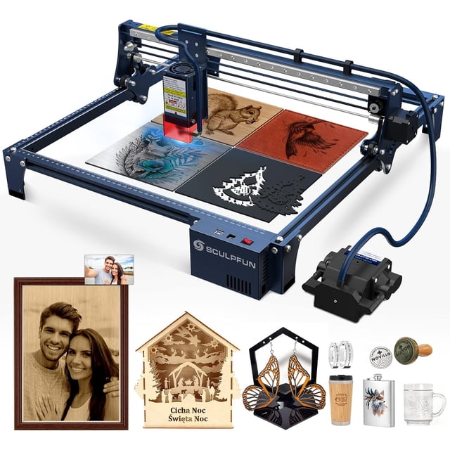 Máquina de Grabado Láser, Grabador láser con asistencia de aire automática, SCULPFUN S30 Pro Max 20W