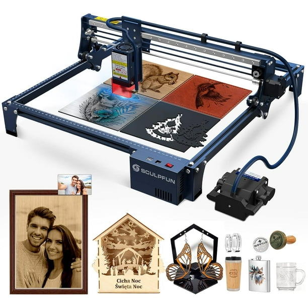Máquina de Grabado Láser, Grabador láser con asistencia de aire automática, SCULPFUN S30 Pro Max 20W