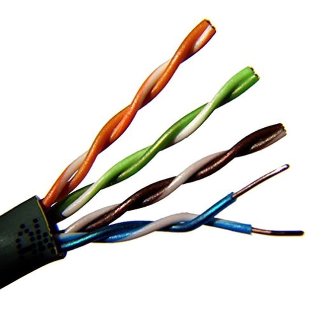 Câble cAT5e Noir de 150 Pieds à Enfouissement Direct sous Terre, Enduit de gel, pour la Tolérance à l'Humidité et à l'Acidité du Sol, Sans Raccords RJ45 Attachés