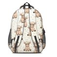 thumbnail image 3 of Highland Cow and Dot Print Backpack for School, Cute School Bag with Adjustable Shoulder Straps and Padded Back, 16.9"x12.6"x5.9", 3 of 5