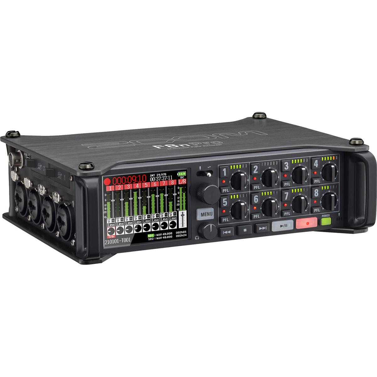 Zoom F8n Pro 8-Channel Multi-Track Field Recorder, Bundle with 128GB Memory Card, TAPH100 Headphones, 3x 25' Microphone Cable