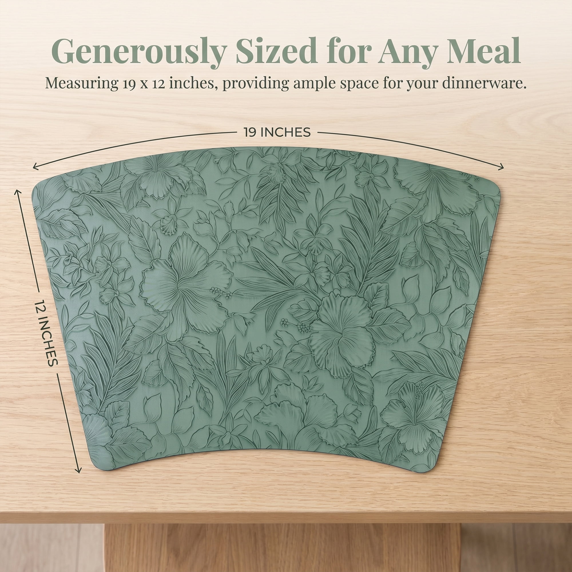 Unique Bargains Set of 6 Place Mat Faux Leather Table Placemats Washable Green 19x12in