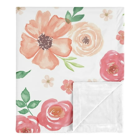 UPC: 0846480069706 | Watercolor Floral Peach Baby Security Blanket by Sweet Jojo Designs