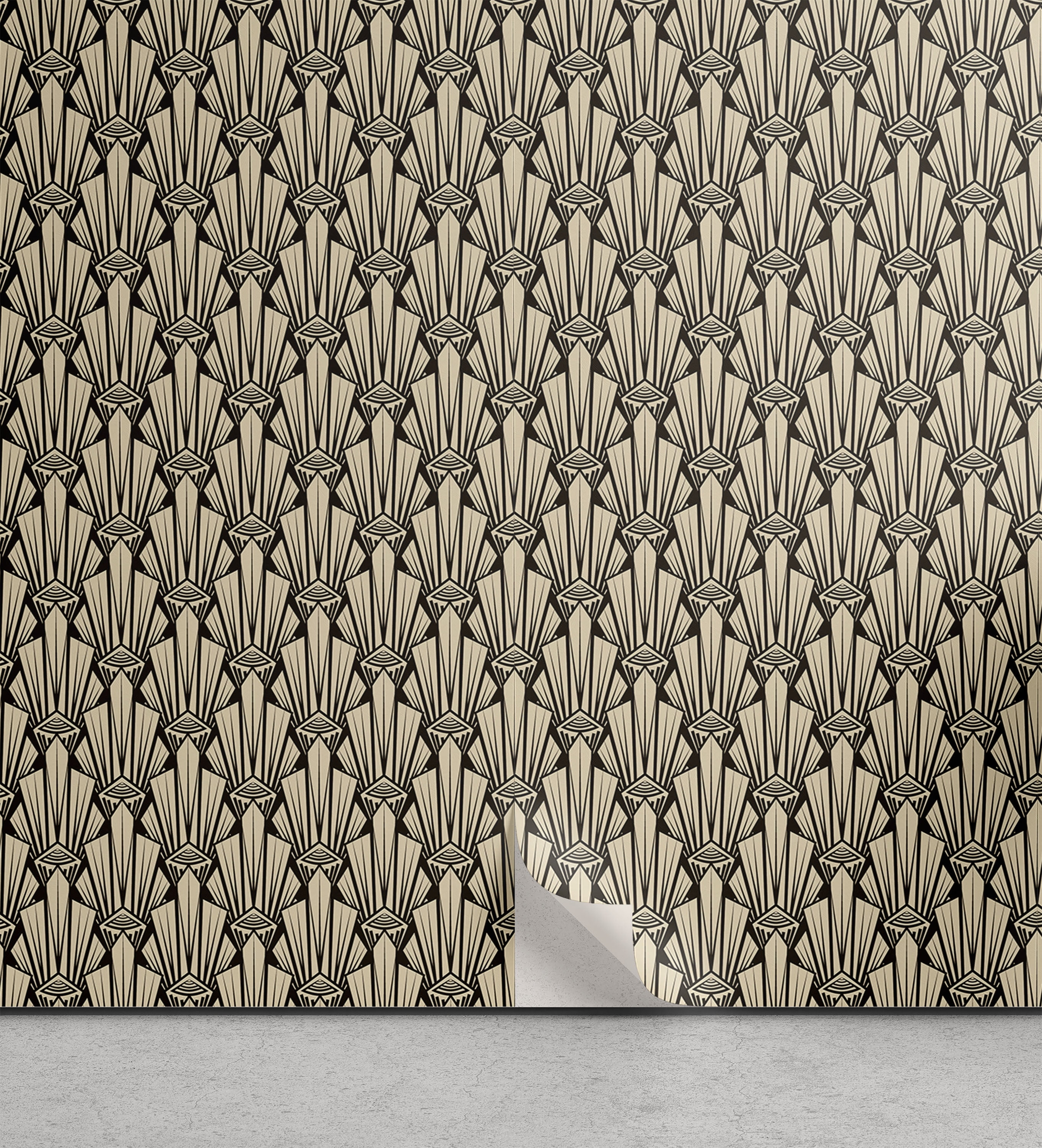 Abstract Peel & Stick Wallpaper, Vintage Symmetric Pattern of Pointy Sharp Art Deco Inspired Details, Self-Adhesive Living Room Kitchen Accent, 3 Sizes, Beige and Dark Brown, by Ambesonne Abstract Peel & Stick Wallpaper, Vintage Symmetric Pattern of Pointy Sharp Art Deco Inspired Details, Self-Adhesive Living Room Kitchen Accent, 3 Sizes, Beige and Dark Brown, by Ambesonne