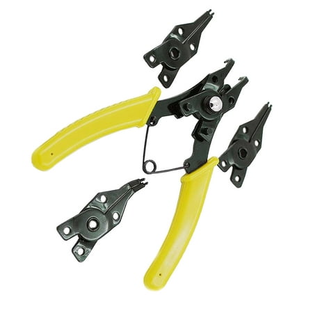 

4 IN 1 Multifunctional Snap Ring Pliers Multi Tools Multi Crimp Tool Internal External Ring Remover Retaining Circlip Pliers (Yellow)
