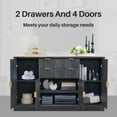 thumbnail image 5 of SinCiDo 58" Fluted Chest of Drawer, Wood Dresser with 2 Drawer and 4 Doors, Modern Storage Cabinet for Living Room, Bedroom, 5 of 6