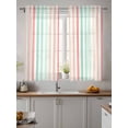 thumbnail image 2 of Coral Cyan Stripe Curtains 54 Inch Length,Sheer Curtains for Bedroom Living Room Window Geometric Grey White Vertical Striped Rod Pocket Drapes Kitchen Curtains Small Half Window 52"x54" 2 Panels, 2 of 6