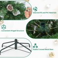 thumbnail image 3 of 7.5ft Pre-Lit Snow Flocked Artificial Christmas Tree | White Lighted Slim Pencil Xmas Tree with 250 Warm White Lights, Pine Cones, Foldable Stand, 8 Lighting Modes, 3 of 8