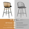 thumbnail image 5 of ANMINY Rattan Swivel Bar Stools Set of 2, 29" Bar Height with Rattan Back and Metal Legs, Mid-Century Modern Armless Boucle Fabric Barstools Seat, Upholstered Bar Height Stools for Kitchen Island, 5 of 11