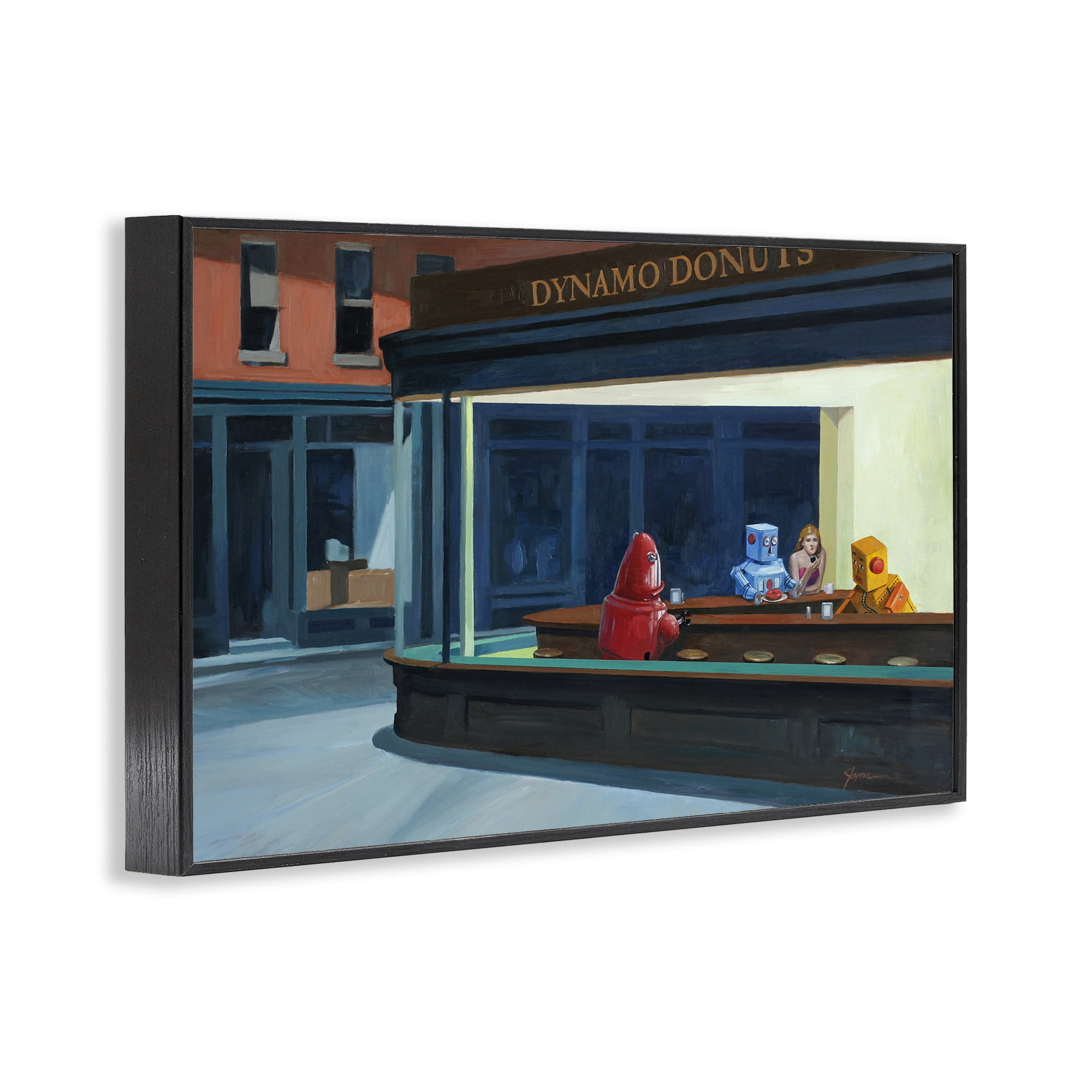 Stupell Industries Robots in Donut Shop Black Framed Giclee Art, design by Eric Joyner