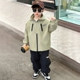 thumbnail image 6 of YunPes Children's Loose Trench Coat Children's Solid Color Windbreaker Cool Casual Jacket Versatile Top Outerwear Little Boys Jackets, 6 of 7