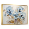 thumbnail image 2 of Designart "Delightful Blue And Gold Minimalist Pansies" Pansies Floater Framed Wall Art Living Room, 2 of 5