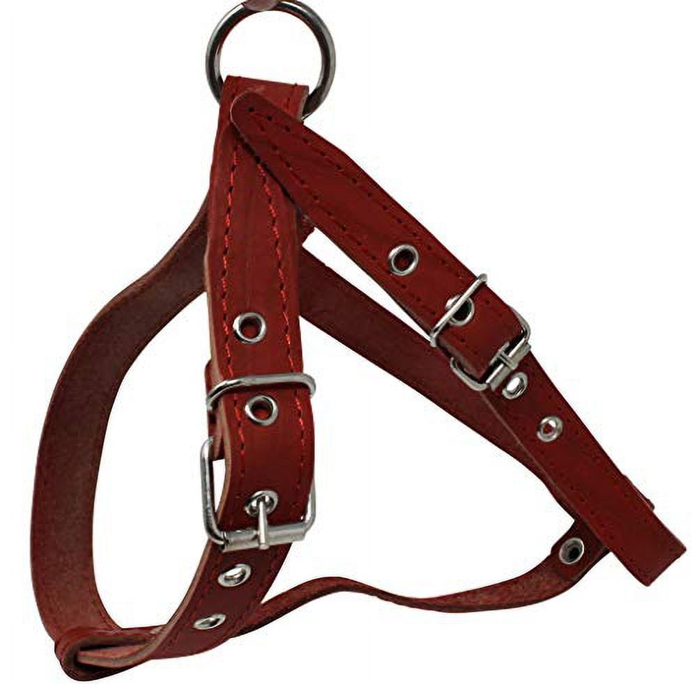 High Quality Red Leather Dog Harness Medium. 21"-25" Chest, 1" Wide Straps