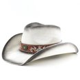 thumbnail image 2 of XIAOCHA Women's Breathable Straw Cowboy Hat Sun Protection Shapeable Brim Horse Riding Rodeo Cowgirl Hat,White, 2 of 5
