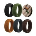 thumbnail image 6 of HOOUN Silicone Wedding Engagement Ring Men Women Rubber Band Gym Sport Flexible +-coffee-9, 6 of 9