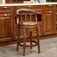 thumbnail image 3 of Tcbosik 360-Degree Swivel Barstool with Leather Padded Seat, Counter Height Stool with Wood Frame, Upholstered Bar Chair for Kitchen, Dining Room, Brown, 3 of 6