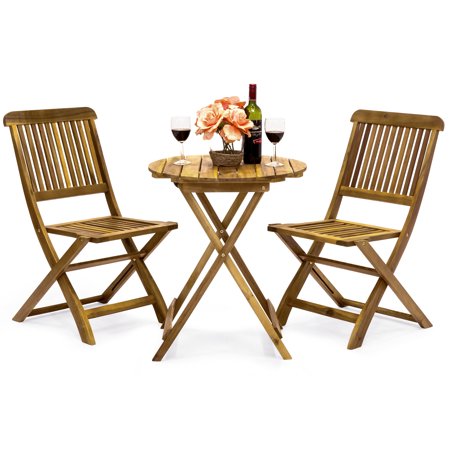 Best Choice Products Acacia Wood 3-Piece Folding Outdoor Bistro Set, (Best Oil For Outdoor Wood Furniture)