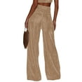 thumbnail image 3 of SLADYGLO Women Elastic High Waisted Button Up Wide Leg Velvet Pants, 3 of 4