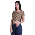 thumbnail image 3 of Moomaya Printed Viscose Crop Top Short Sleeve Zipper Tunic Womens Summer Tops, 3 of 5