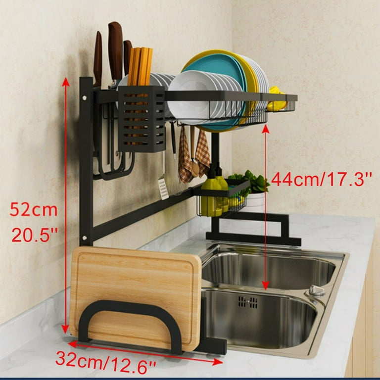 Dish Drying Rack Over Sink Kitchen Supplies Storage Shelf Countertop Space Saver Display Stand Tableware Drainer Organizer Utensils