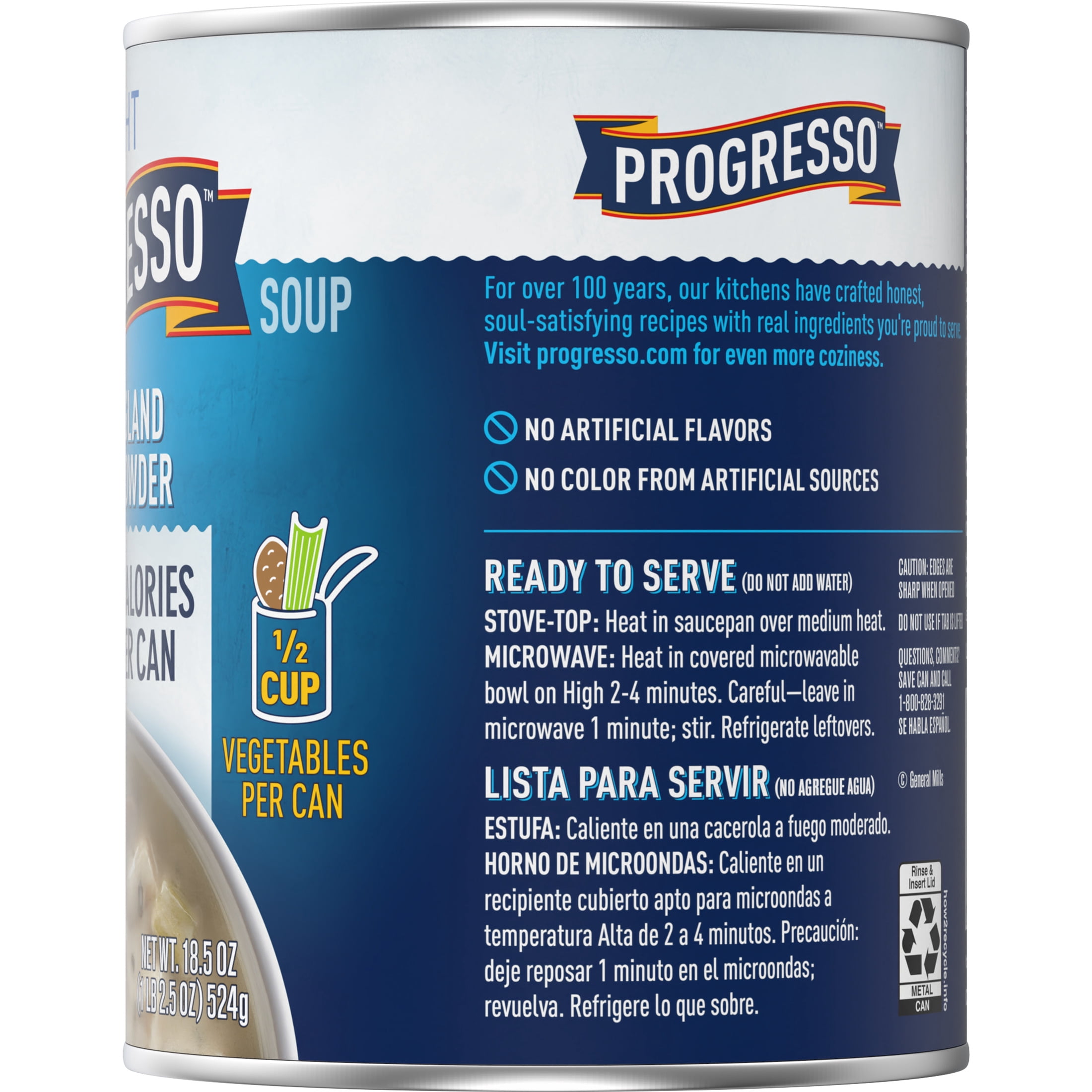 (12 pack) Progresso Light, New England Clam Chowder Soup, Gluten Free, 18.5 oz.