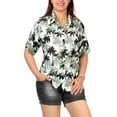 thumbnail image 4 of HAPPY BAY Women's Casual Beach Hawaiian Blouse Shirt T-Shirt Blouses Button Down Short Sleeve Dress Tee Shirts Tops for Women XXL Palm Tree, Grey, 4 of 5
