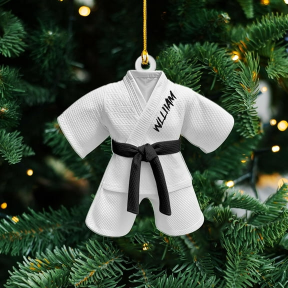 Personalized Karate Ornament Karate Uniform Ornaments Gifts for Karate Lovers Karate Gift Christmas Ornament 2025 Taekwondo Ornament Jiu Jitsu Ornament Gift for Karate (KRT3) - 3159 (Black)