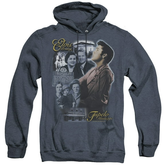 Elvis Presley Tupelo Adult Heather Hoodie Sweatshirt Navy