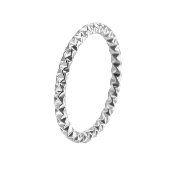 PAMTIER Thin Stainless Steel Irregular Geometric Thread Dainty Ring for Women Elegance Band Minimalist Stackable Jewelry Silver Size 6
