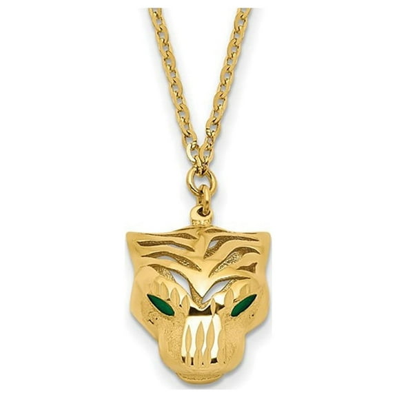 Gem & Harmony 14K Yellow Gold Polished Tiger Necklace with Chain ( 18 inches) for Women
