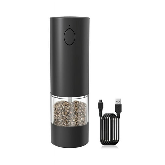 Electric Salt and Pepper Grinder Rechargeable Automatic Pepper Mill with Adjustable Coarsenes with LED Light-A