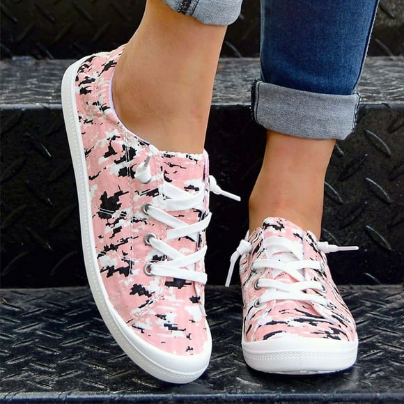 Womens Fashion Camouflage Round-Toe Flats Shoes Lightweight Soft Comfortable Casual Shoe