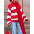 thumbnail image 3 of Gupgi Women Striped Sweaters Long Sleeve Loose Knit Pullover Preppy Jumper Tops for Fall Winter, 3 of 6