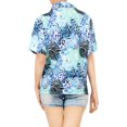 thumbnail image 2 of LA LEELA Hawaiian Shirts Womens Casual Summer Beach Blouse Shirt Luau Party Leopard Print Blouses Short Sleeve Vacation Button up Shirts T Shirt for Women S Animals Print, Blue, 2 of 4